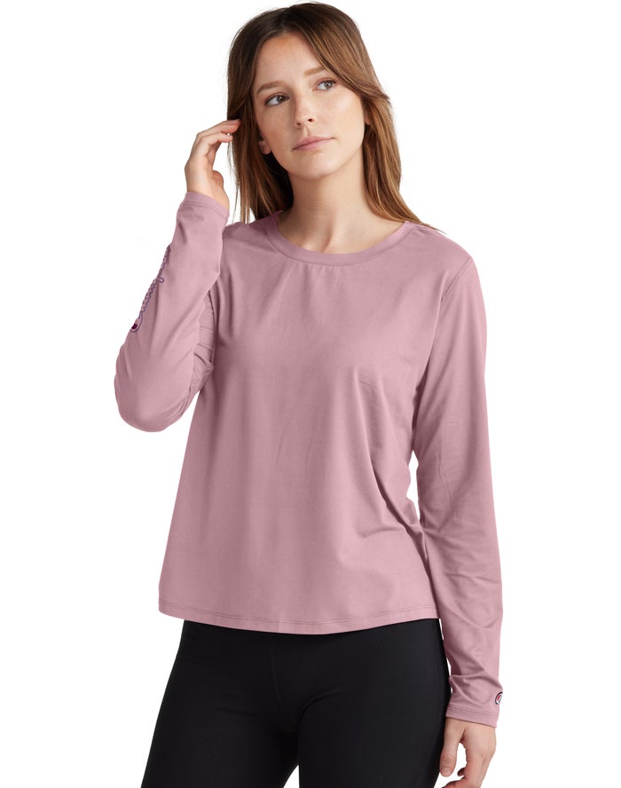 Champion T-Shirt Dames - Beige - Soft Touch Cutout Long-Sleeve ( 536097-GVE )